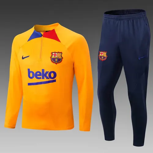 2022/2023 Barcelona Half-Pull Training Suit Yellow Jersey Set — view 1