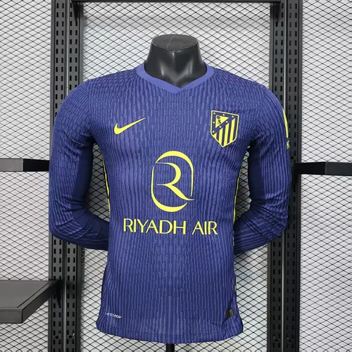 2025/2026 Long Sleeve Player Version Atletico Madrid Away Football Jersey AAA fan-grade