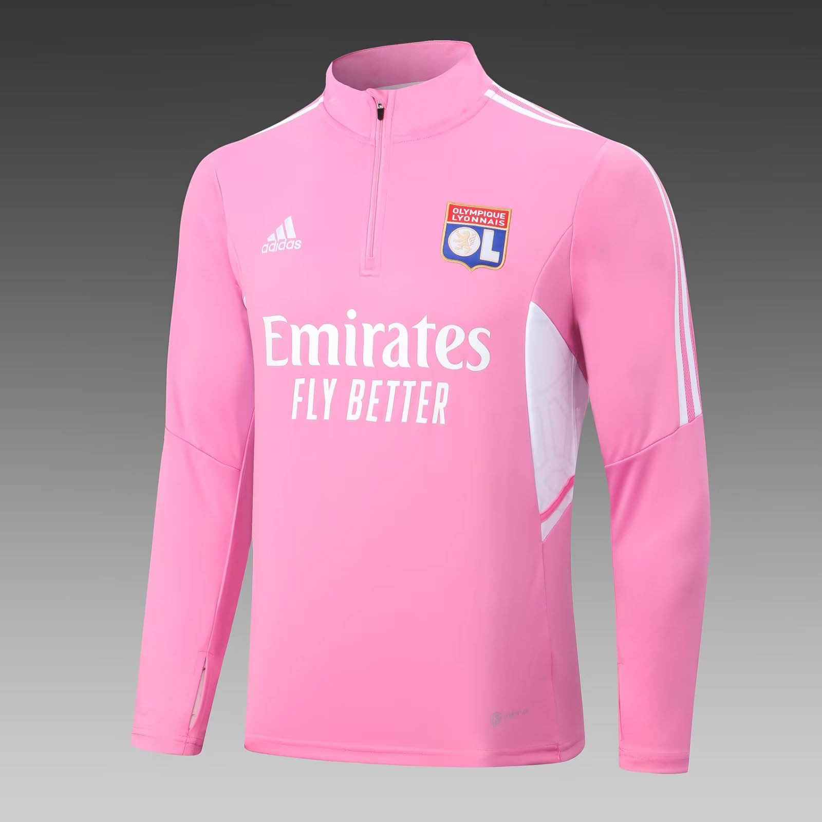 2022/2023 Lyonnais Half-Pull Training Suit Pink Football Shirt Set — view 3