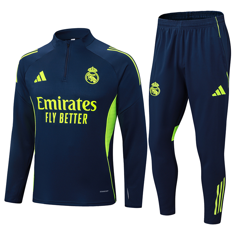 2025-2026 Real Madrid Royal Blue Half-Pull Training Suit Football Shirt AAA fan-grade Set