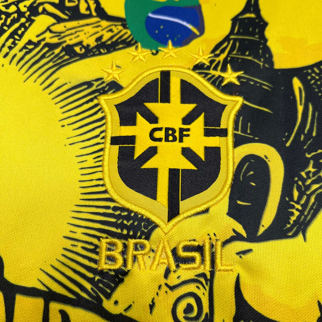 2024 Brasilien Special Edition Jesus Gelb Grau Fußballtrikot — view 3