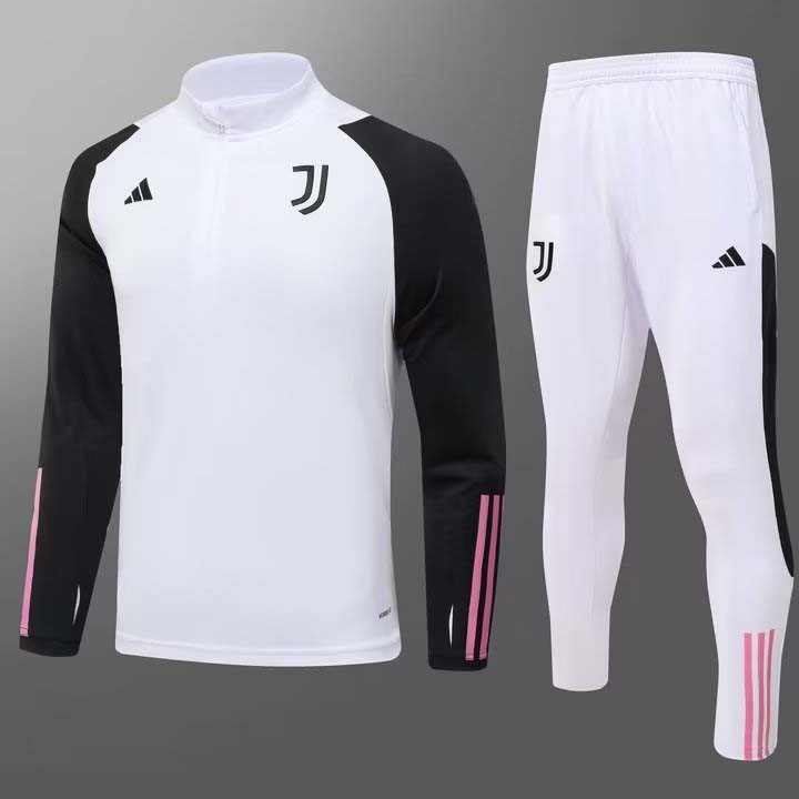 2023/2024 Survêtement d'Entraînement Mi-Zip Juventus Blanc Maillot de Foot Qualité Thaï Ensemble