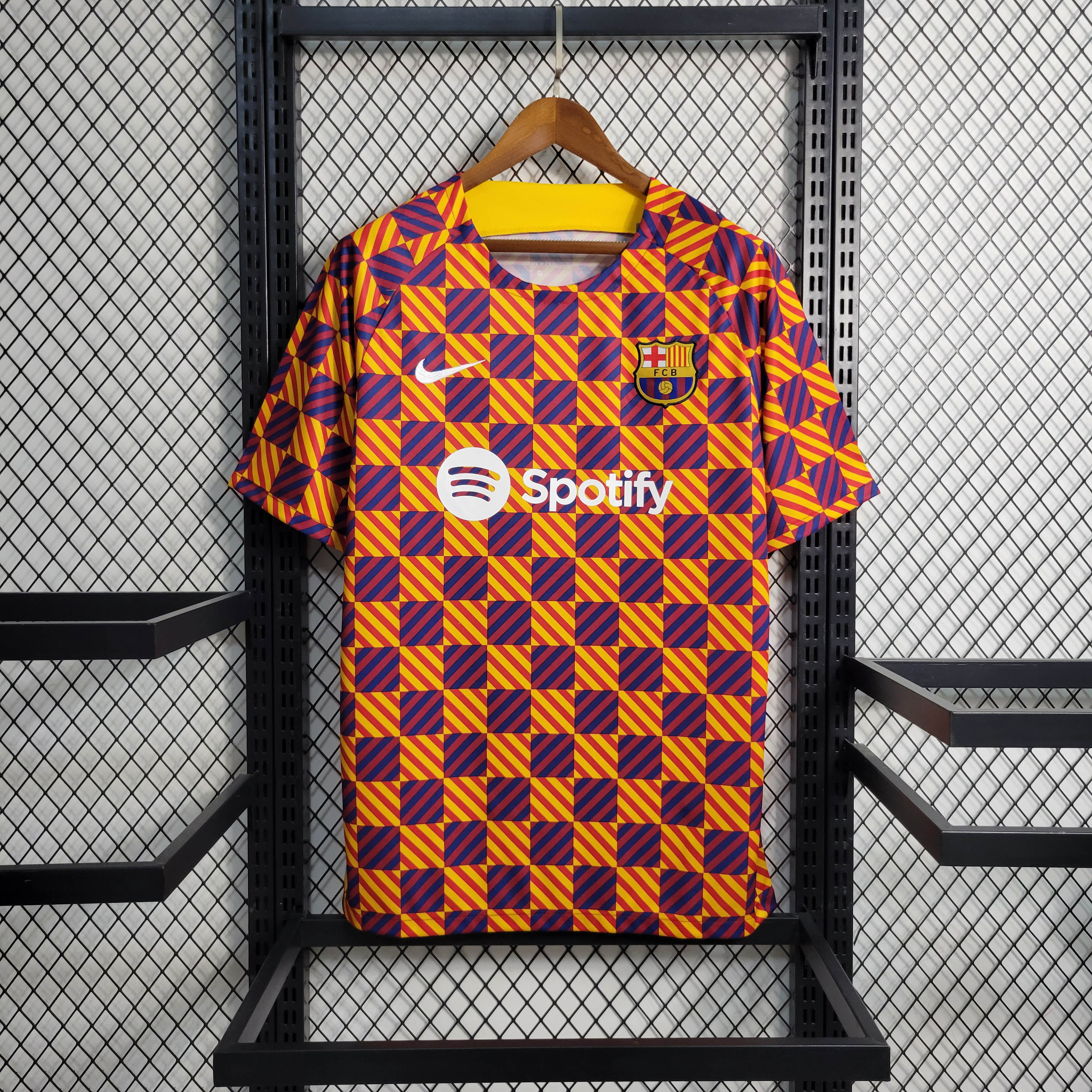 2023/2024 Barcelona Training Wear Striped Plaid Jersey — main view