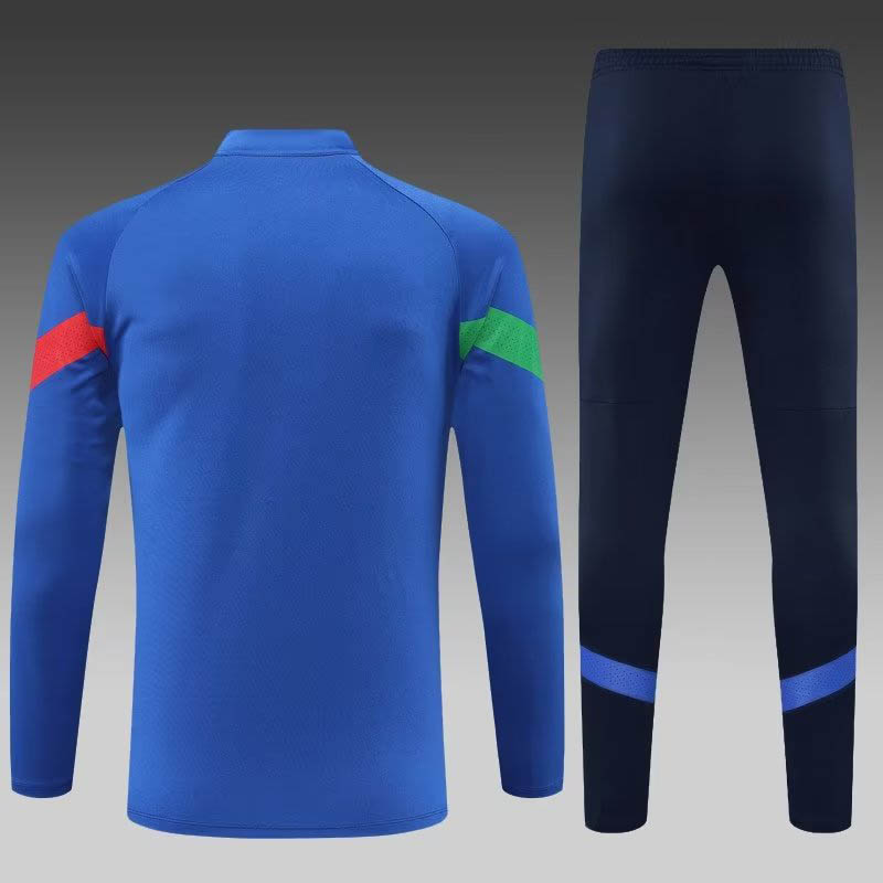 2022 Italy Half-Pull Training Suit Blue Soccer Shirt Set — view 2
