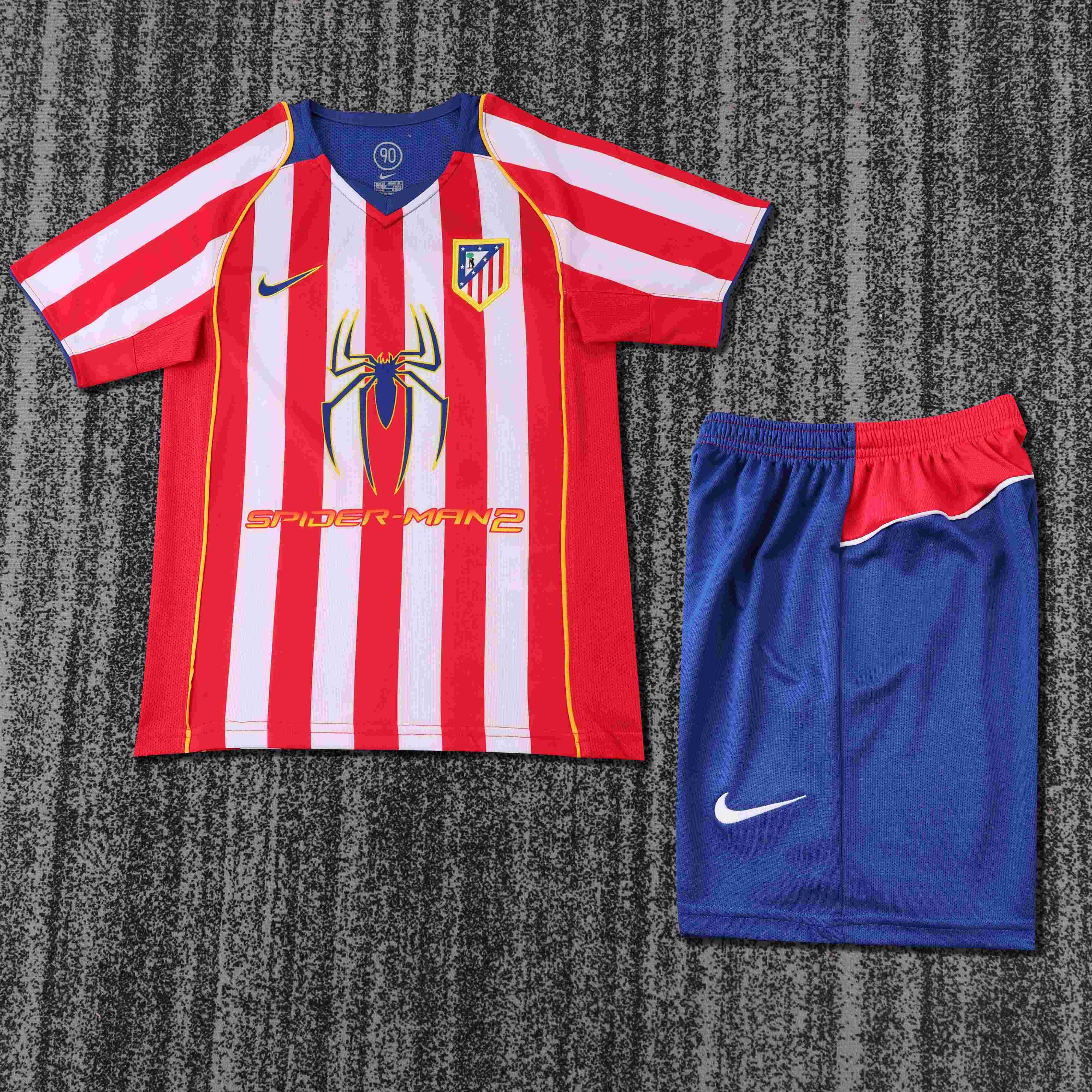 تي شيرت كرة قدم Atletico Madrid المنزلي ريترو 2004-2005 جودة تايلاندية مقاس أطفال