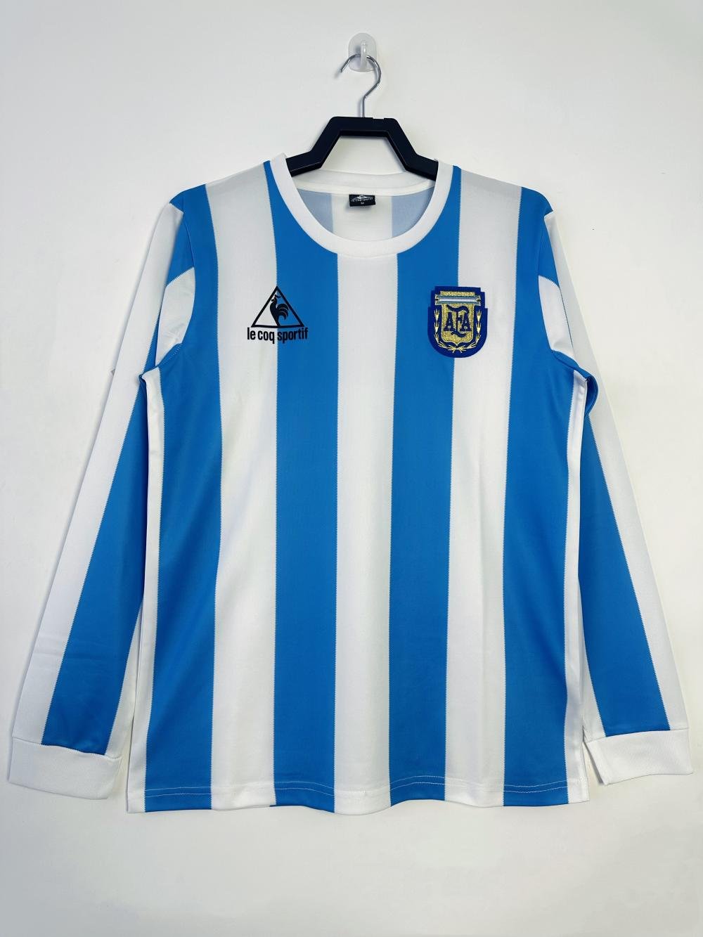 Camiseta local retro de manga larga de la selección argentina 1986 Calidad Tailandesa