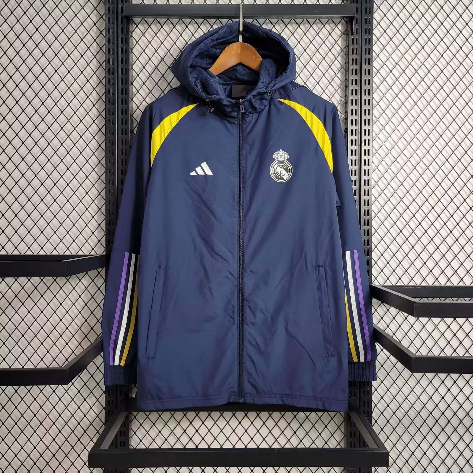 2023 Real Madrid Windbreaker Navy blue Soccer Jersey AAA fan-grade