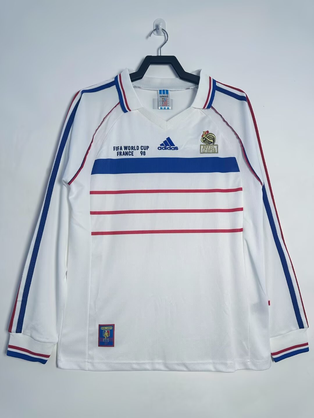 Camiseta de Fútbol Retro Visitante Francia 1998 Manga Larga Calidad Tailandesa