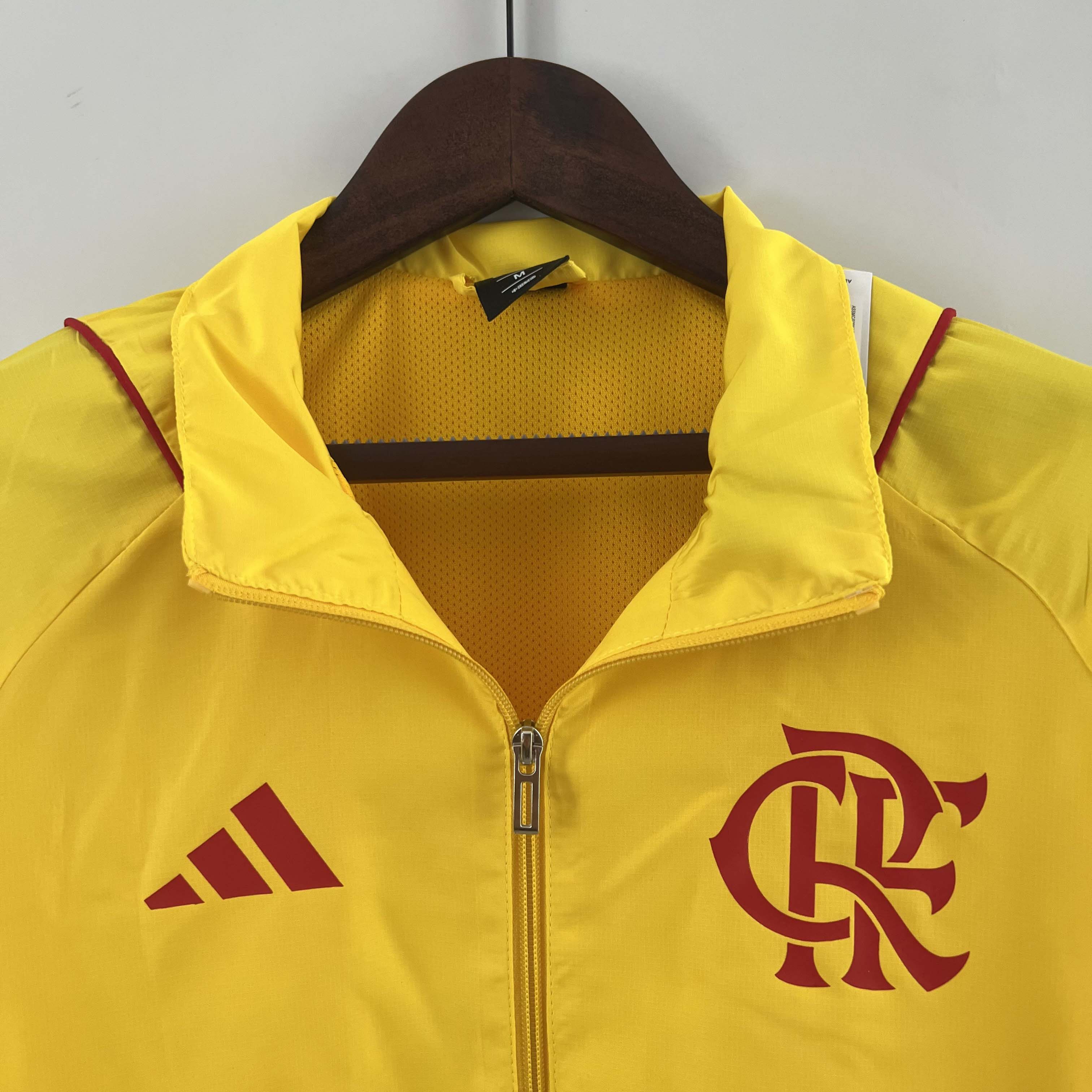 2023 Flamengo Windbreaker yellow Soccer Jersey AAA fan-grade — view 3