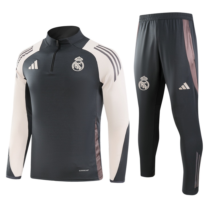 2024/2025 Real Madrid Royal Dark Gray Half-Pull Training Suit Football Shirt AAA fan-grade Set