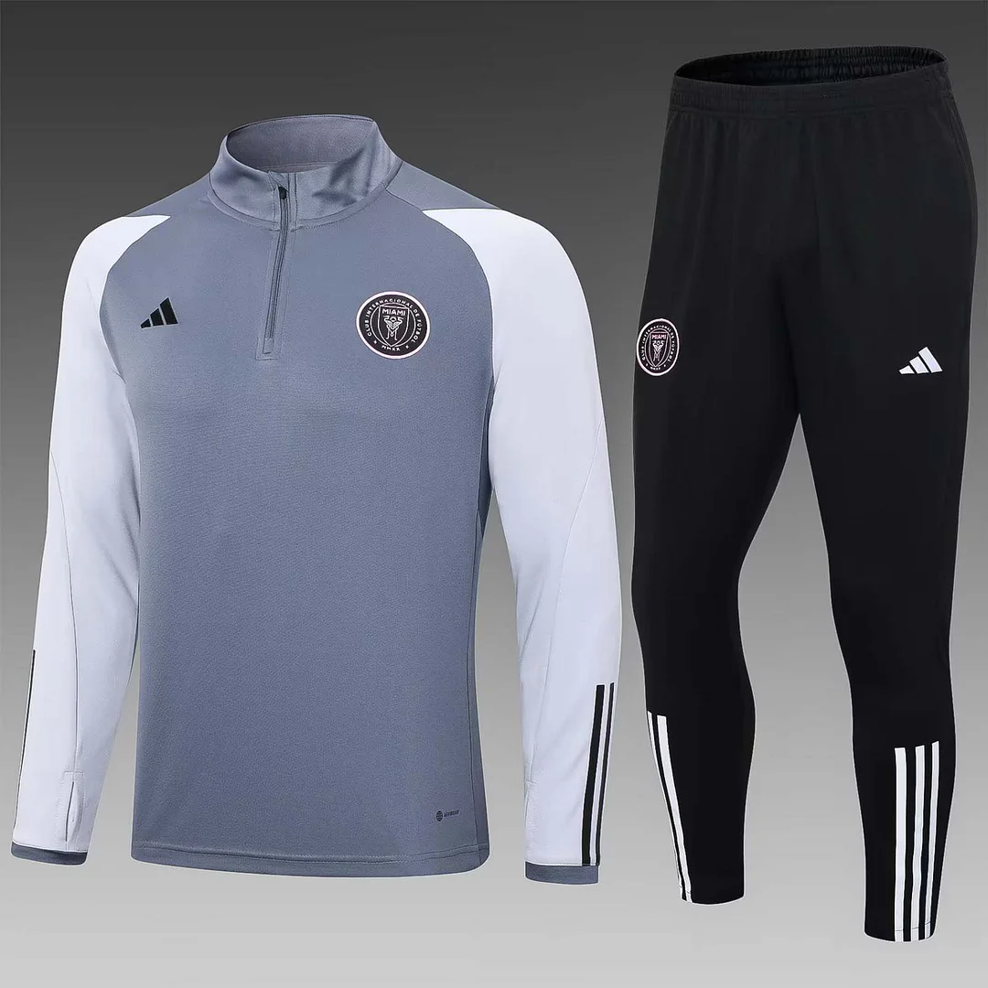 2023/2024 Inter Miami Half-Pull Training Suit gray Football Shirt AAA fan-grade Set