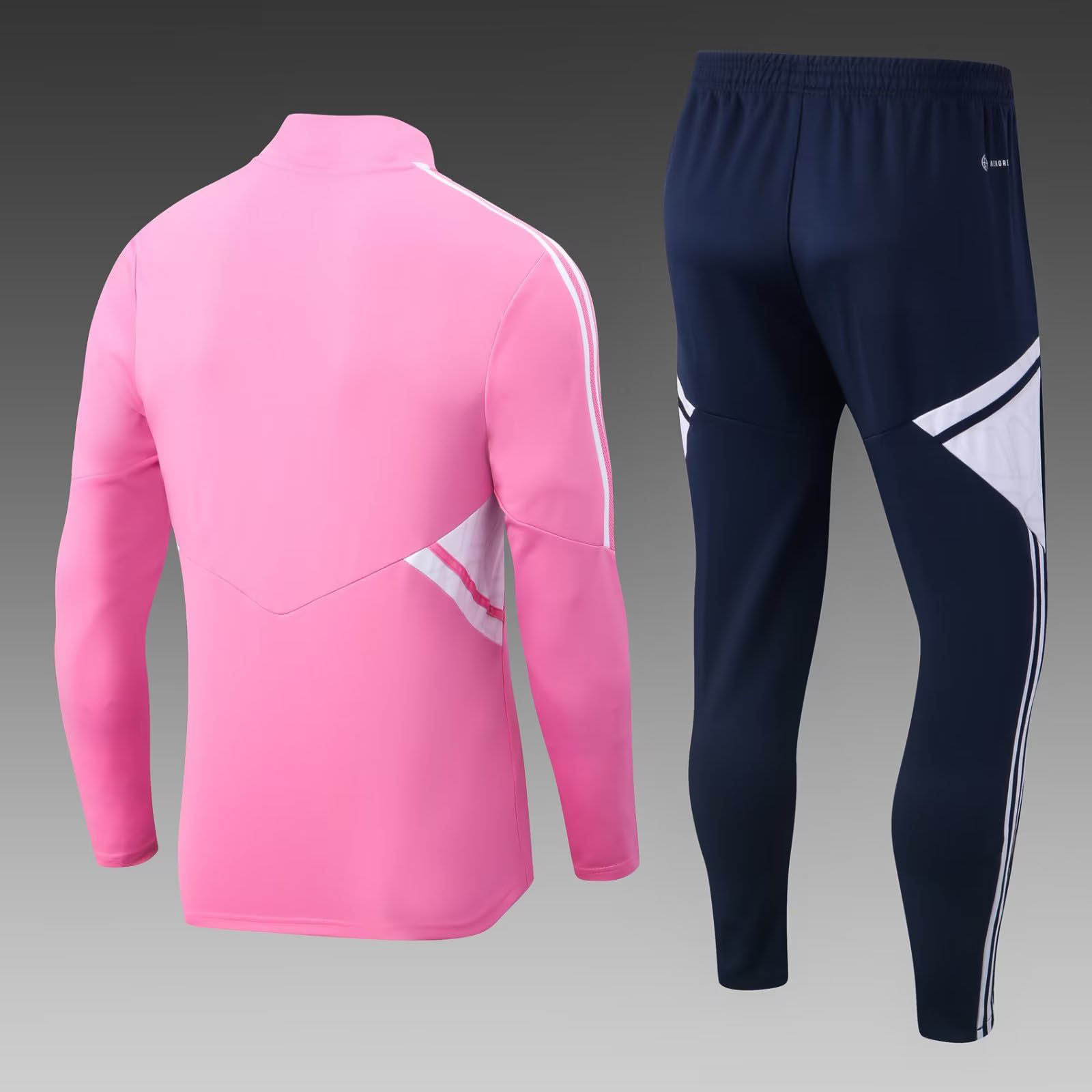 2022/2023 Lyonnais Half-Pull Training Suit Pink Football Shirt Set — view 2