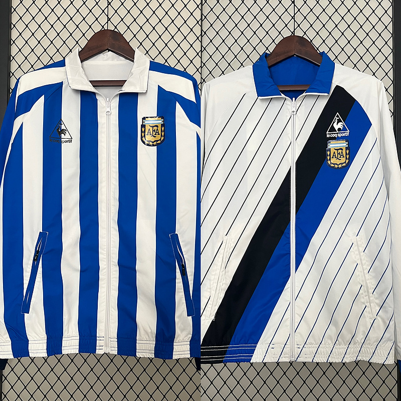 2024 Argentina Reversible Windbreake(white-blue) Soccer Jersey AAA fan-grade