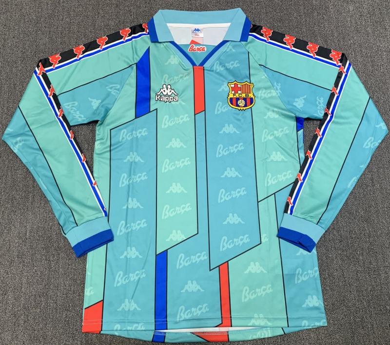 1996/1997 Maillot de Football Extérieur Rétro Barcelona Manches Longues Qualité Thaï