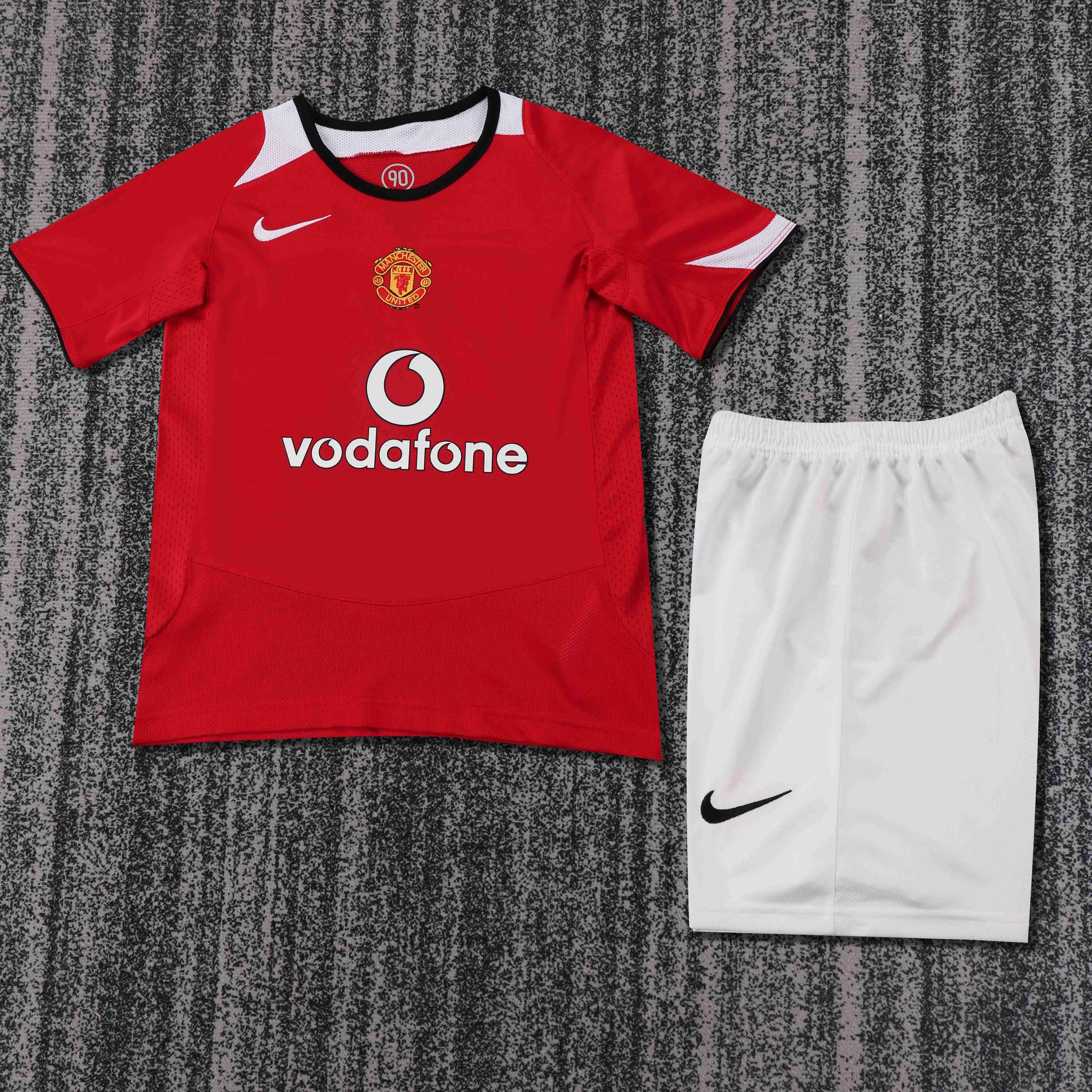 2005-2006 Retro Camiseta Local Manchester United Calidad Tailandesa Talla Infantil