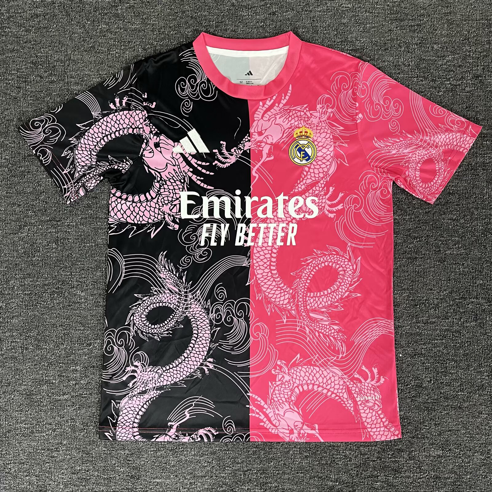 2025/2026 Real Madrid Dragon pattern Pink and Black Football Jersey AAA fan-grade