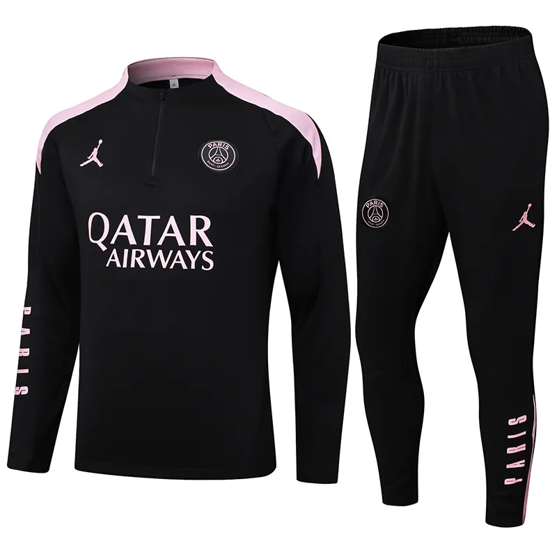 2024/2025 Psg Paris Saint-Germain Half-Pull Training Suit Black with pink Set