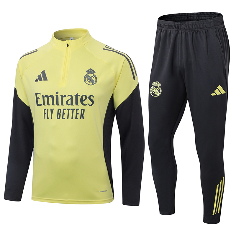 2025-2026 Real Madrid Light yellow Half-Pull Training Suit Football Shirt AAA fan-grade Set