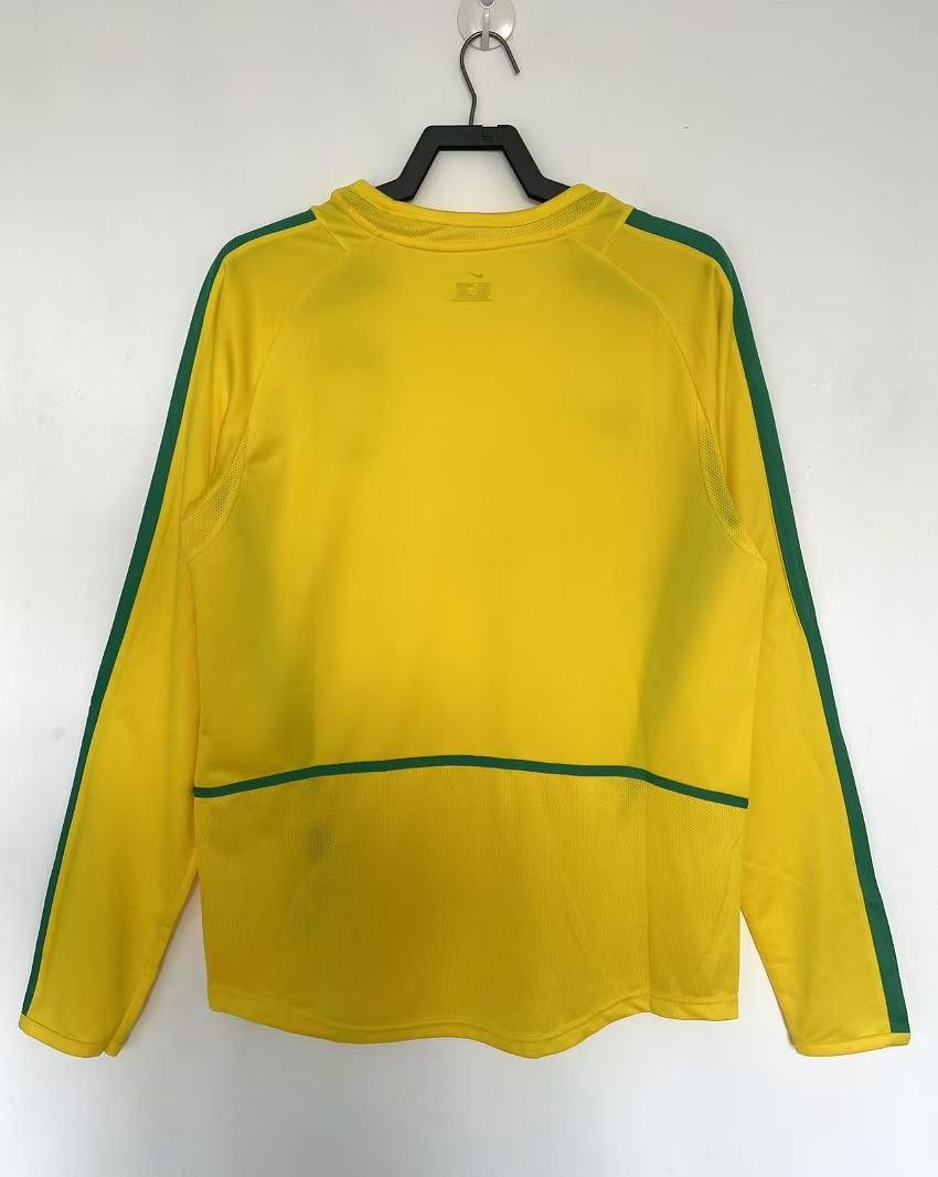 2002 Retro Long Sleeve Brazil Home Soccer Jersey AAA fan-grade — view 2