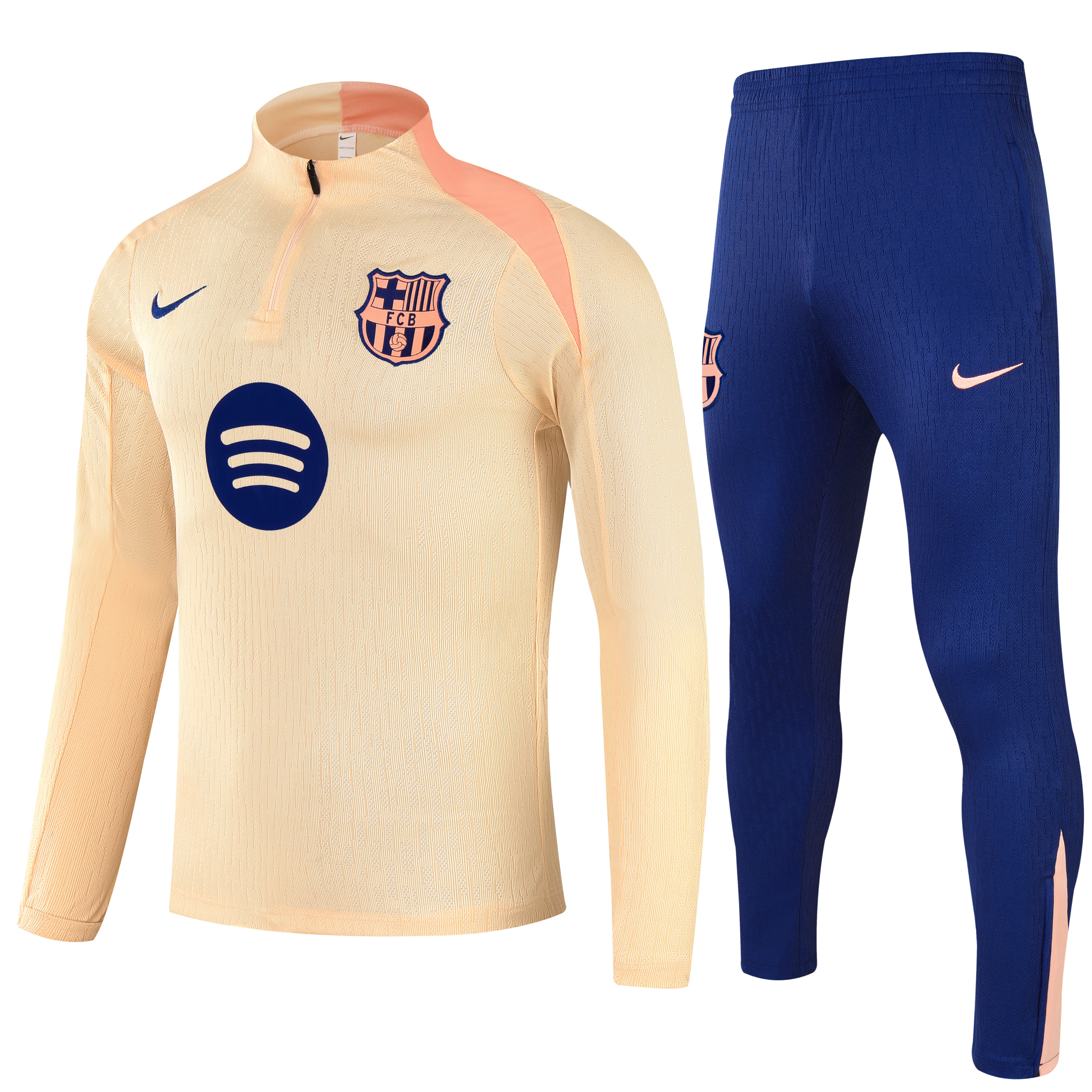 2025/2026 Barcelona beige Half-Pull Training Suit Jersey Set — main view