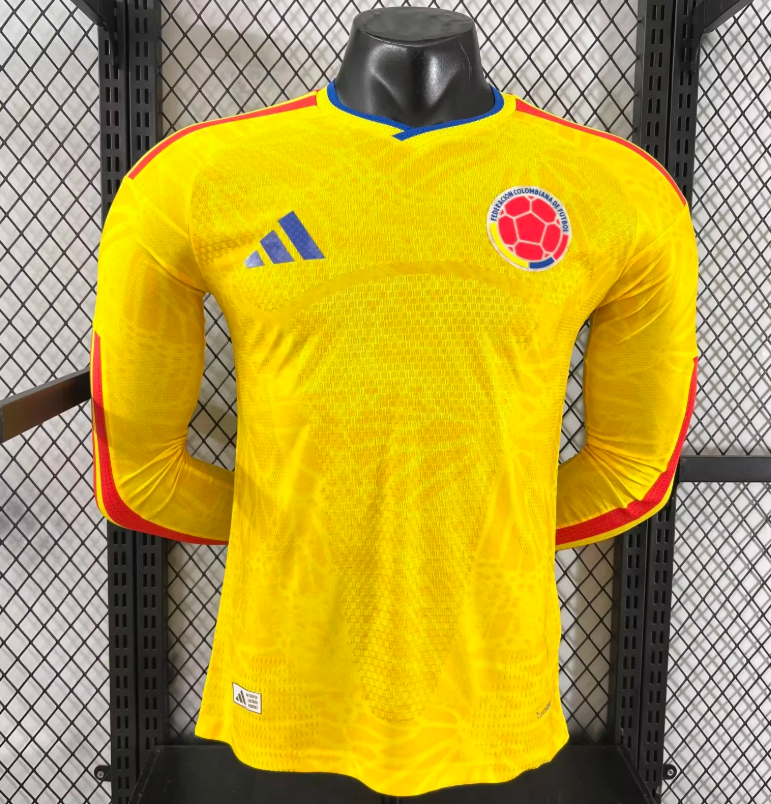 Camisa Oficial da Colômbia 2026 Manga Longa Versão Jogador - 1:1 Qualidade Tailandesa