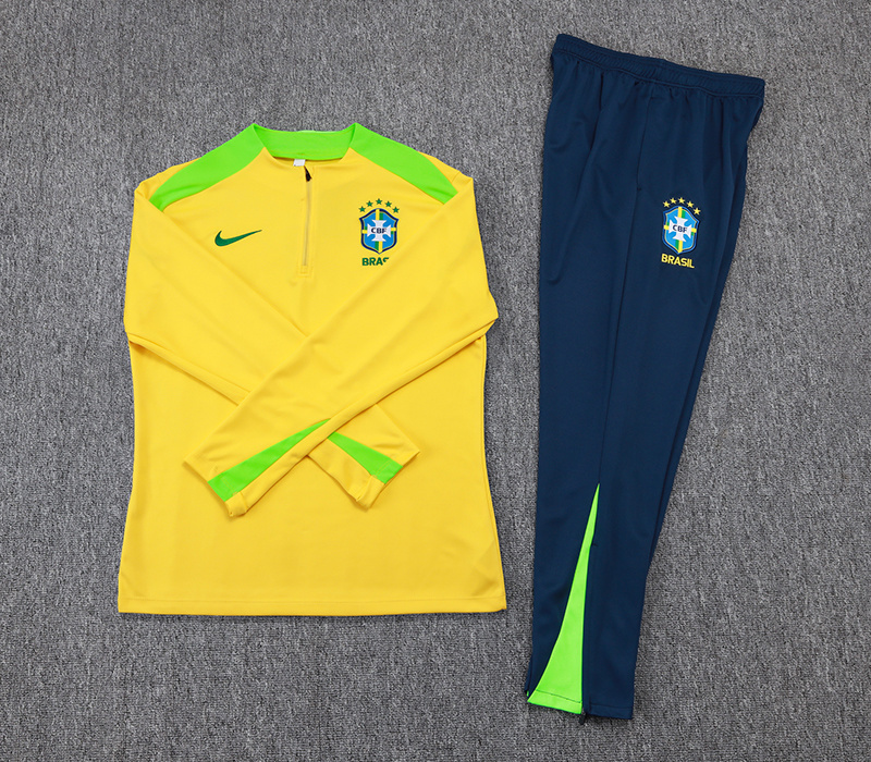 2025/2026 Brazil Half-Pull Training Suit Yellow Jersey Set — view 7