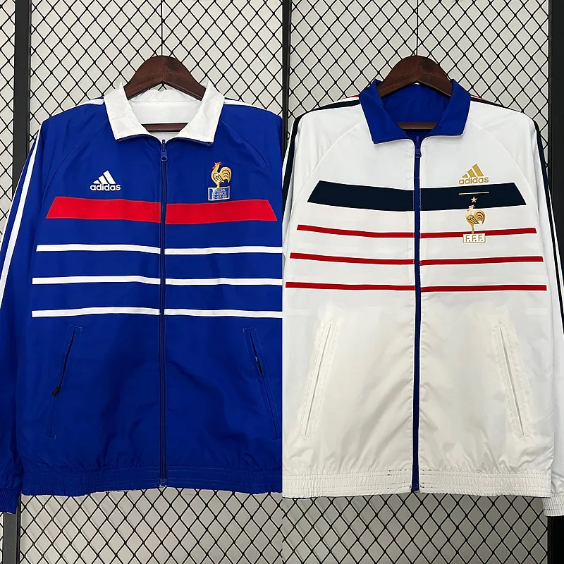 2024 フランス (白-青) リバーシブル ウィンドブレーカー サッカージャージ タイ品質