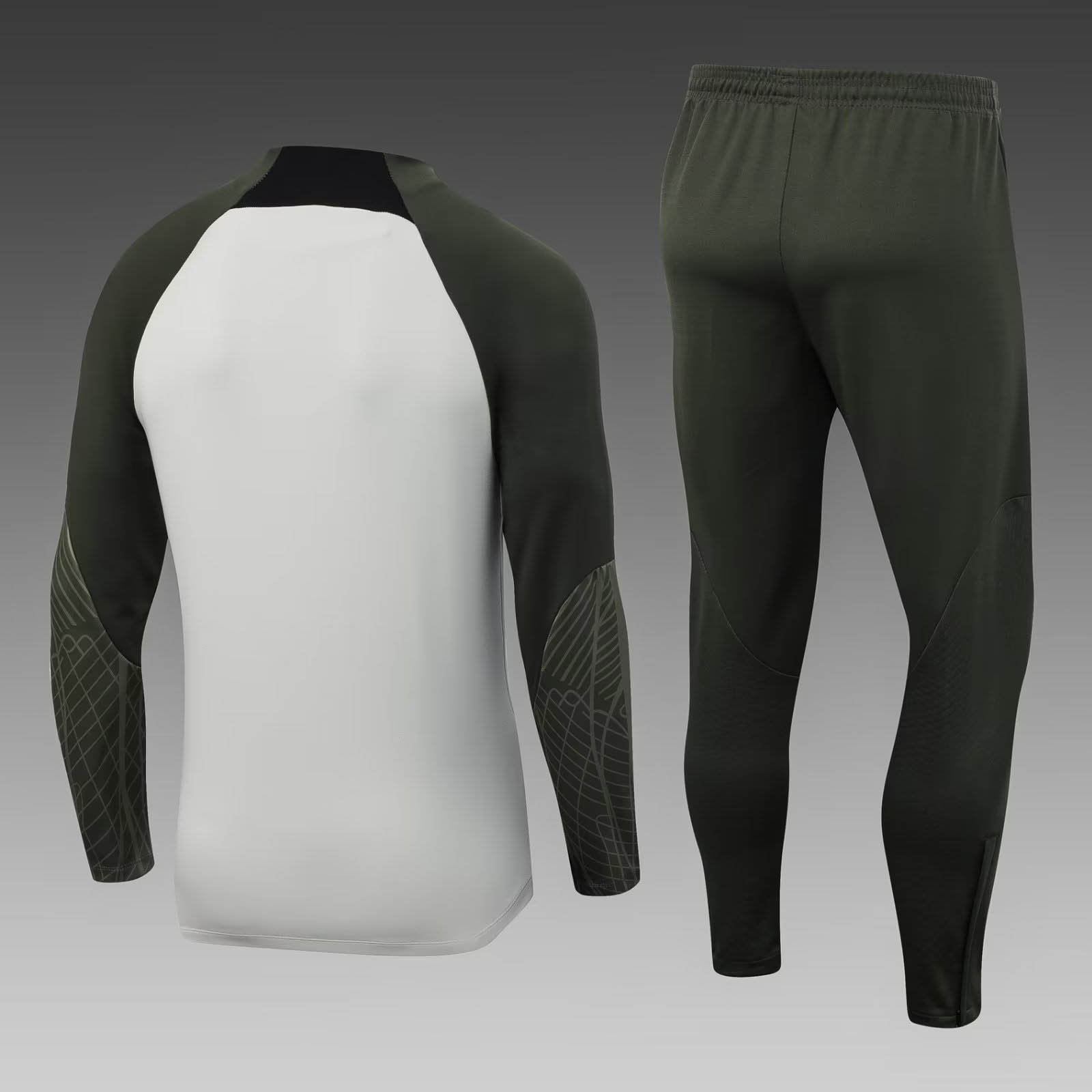 2023/2024 Barcelona Halb-Reißverschluss Trainingsanzug Grau Trikot Set — view 2
