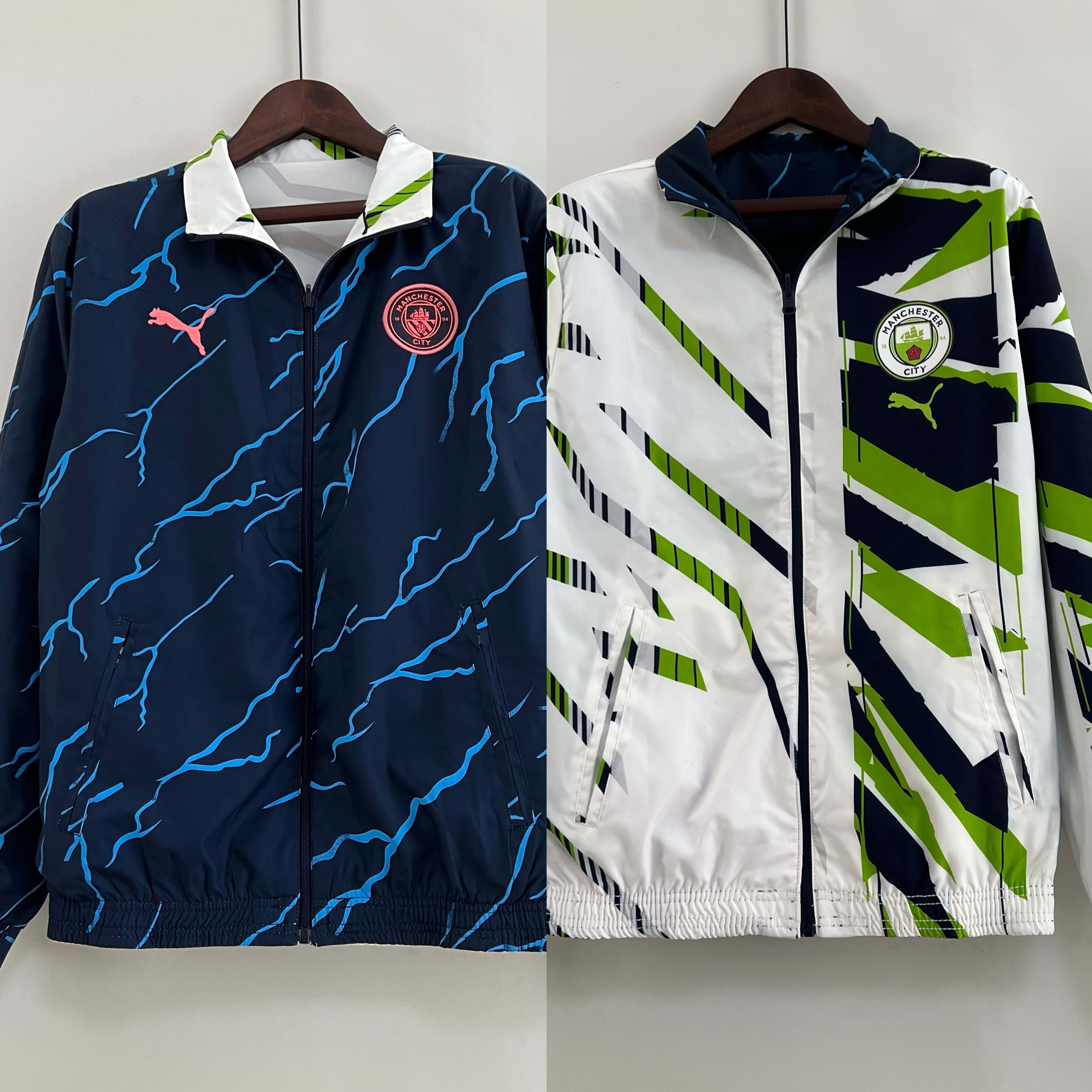 2023/2024 Manchester City Coupe-Vent Réversible Bleu Marine Maillot de Foot Qualité Thaï