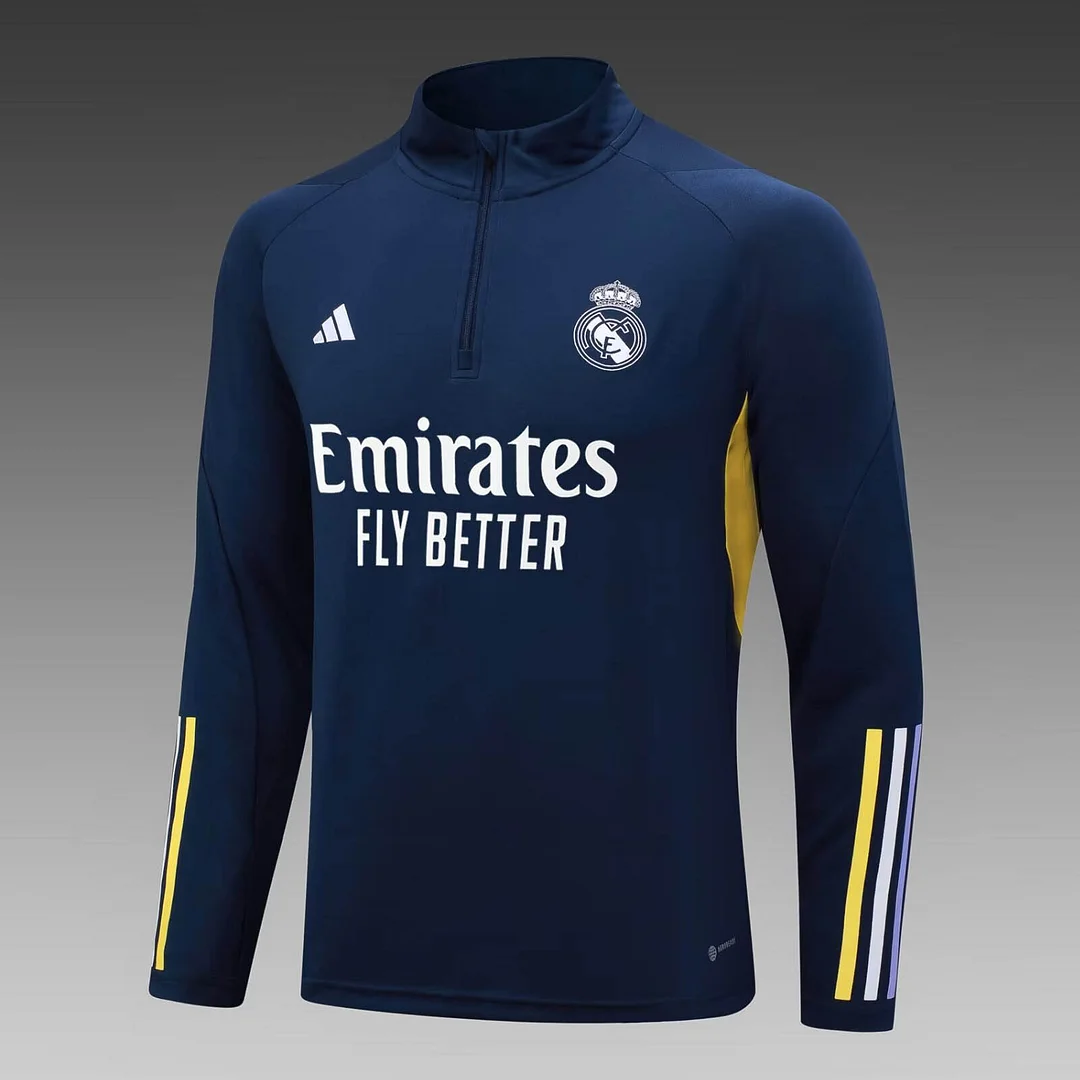 2023/2024 Real Madrid Half-Pull Training Suit Blue Set — view 3