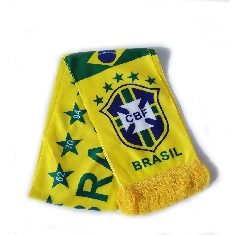 Brazil CBF Fan Soccer Scarf (Yellow Star Print) — main view
