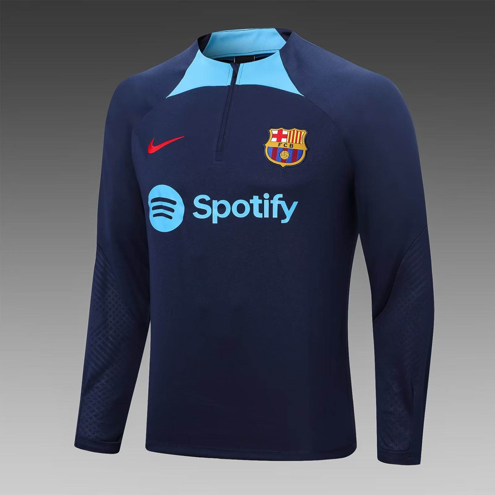 2022/2023 Barcelona Half-Pull Training Suit Dark Blue Jersey Set — view 3
