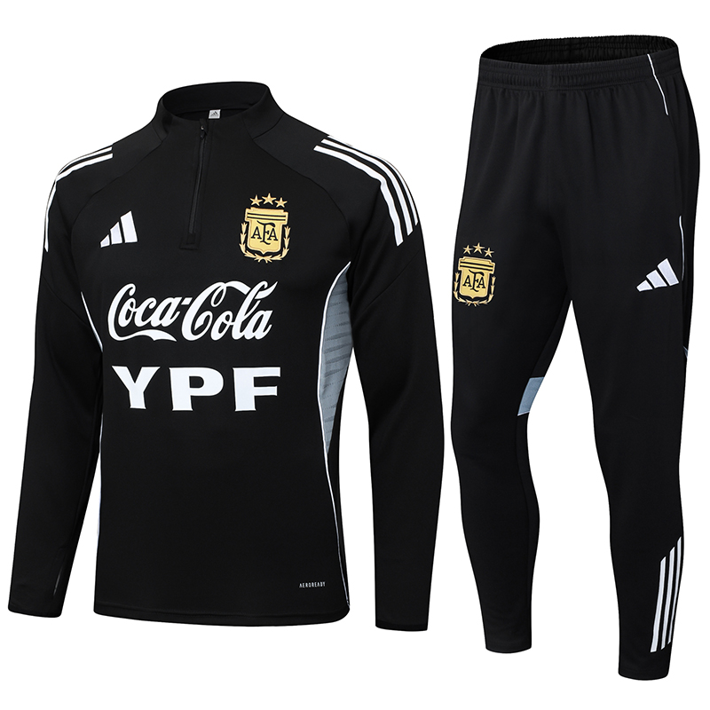 2025/2026 Argentina Half-Pull Training Suit Black Jersey Set — main view