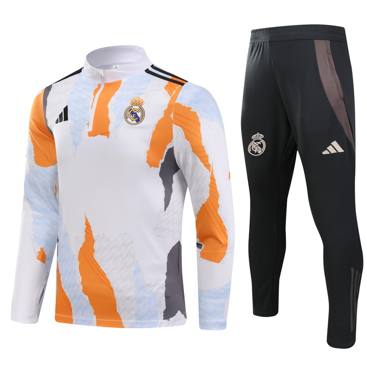 2024/2025 Real Madrid Royal Yellow blue and grey print Half-Pull Training Suit Football Shirt AAA fan-grade Set