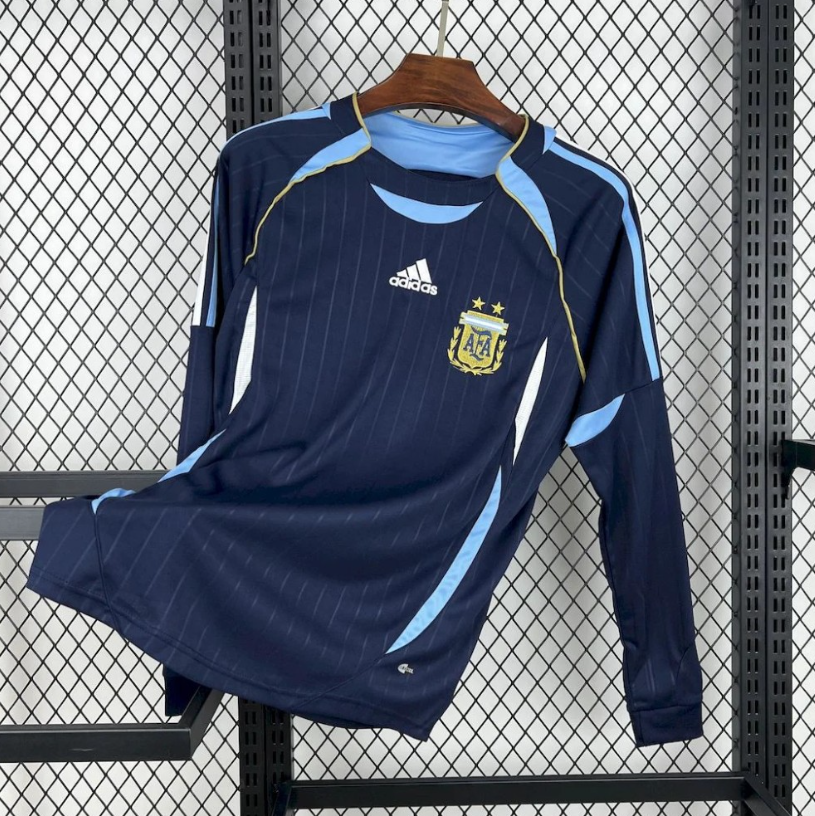 Camiseta de Fútbol Retro Selección Nacional Argentina Visitante Manga Larga 2006 AAA calidad aficionado