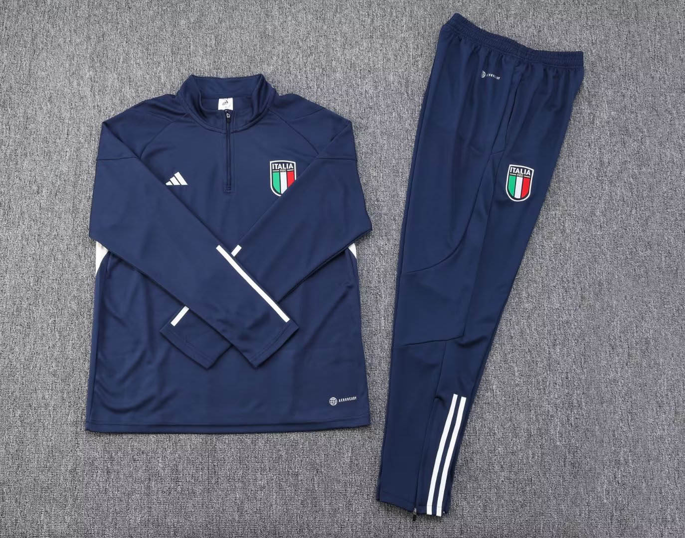 2023 Italy Half-Pull Training Suit Royal Blue Soccer Shirt Set — view 7