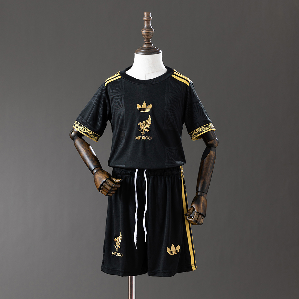 2025 Mexiko National Sonderedition schwarzes Fußballtrikot AAA Fan-Qualität Kindergröße