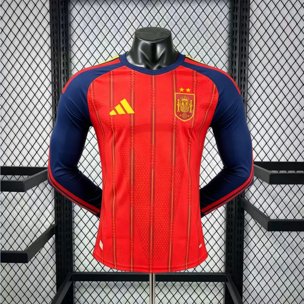 2026 Long Sleeve Player Version Spain Home Football Jersey 1:1 Thai quality