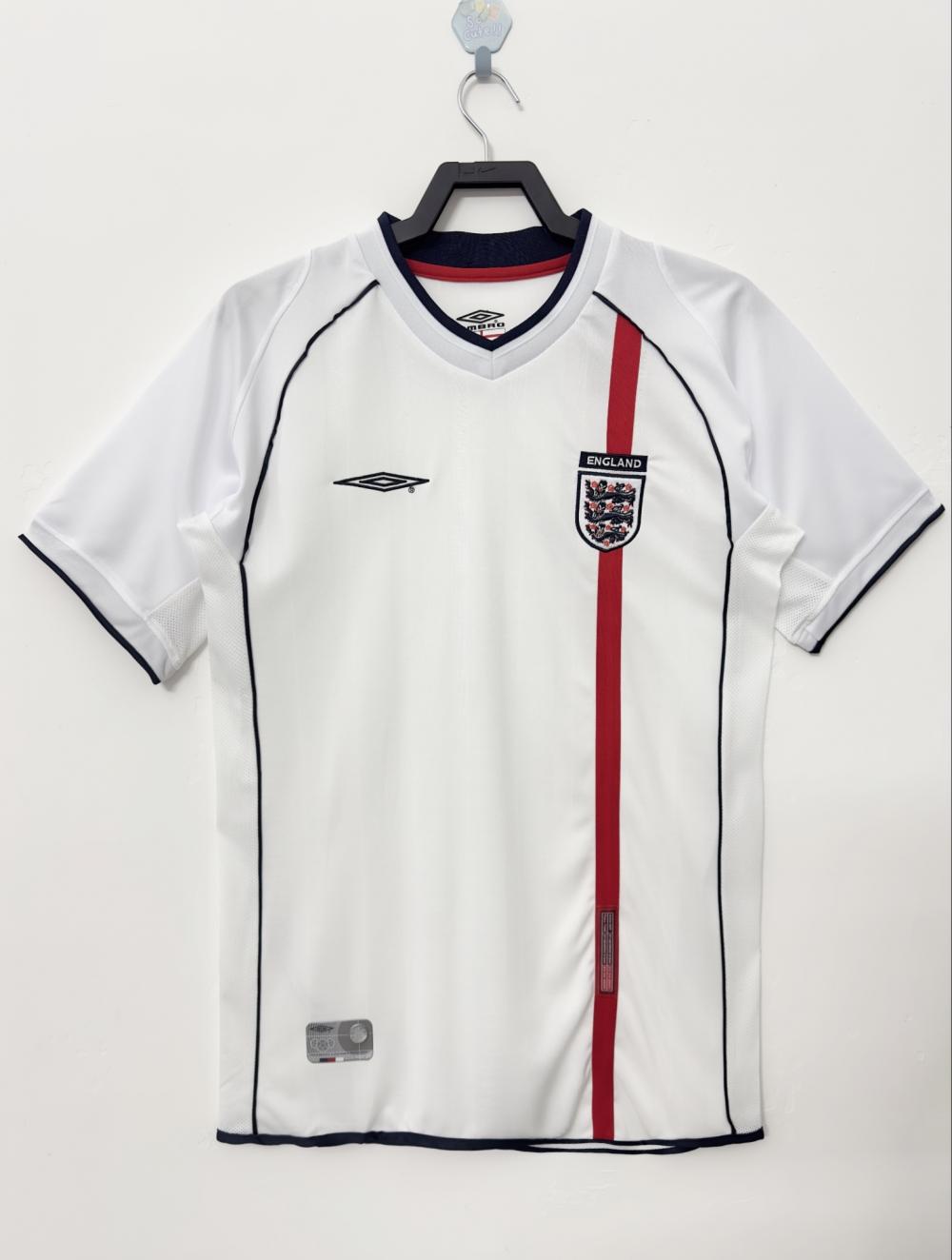 2002 Retro England Home Soccer Jersey AAA fan-grade — main view