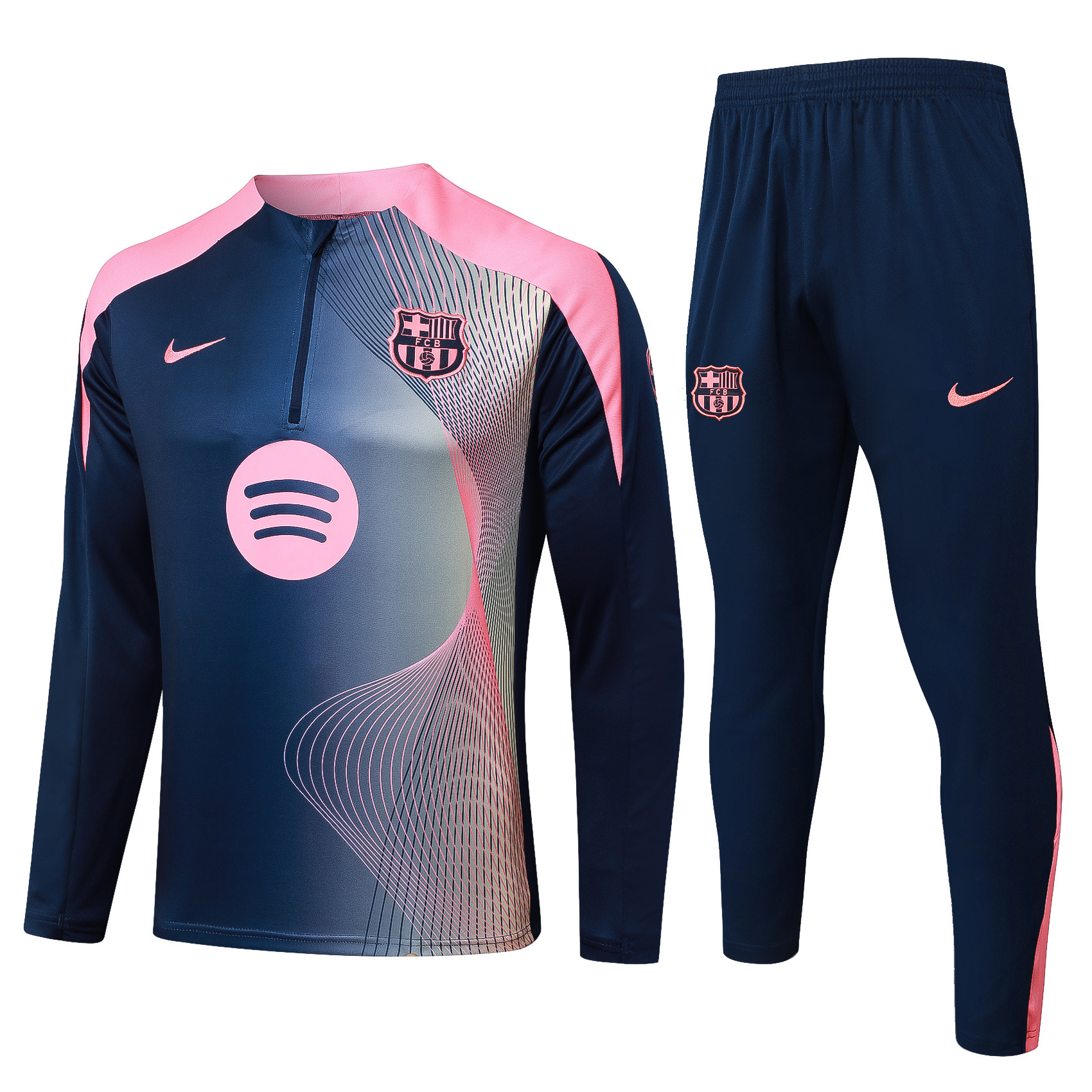 Tenue d'Entraînement Half-Pull Barcelona Courbe Impression Jet d'Encre 2025/2026 Maillot Qualité Thaï Set