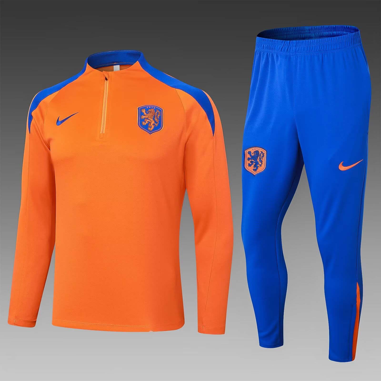 2024 Netherlands Half-Pull Training Suit Orange Football Shirt AAA fan-grade Set