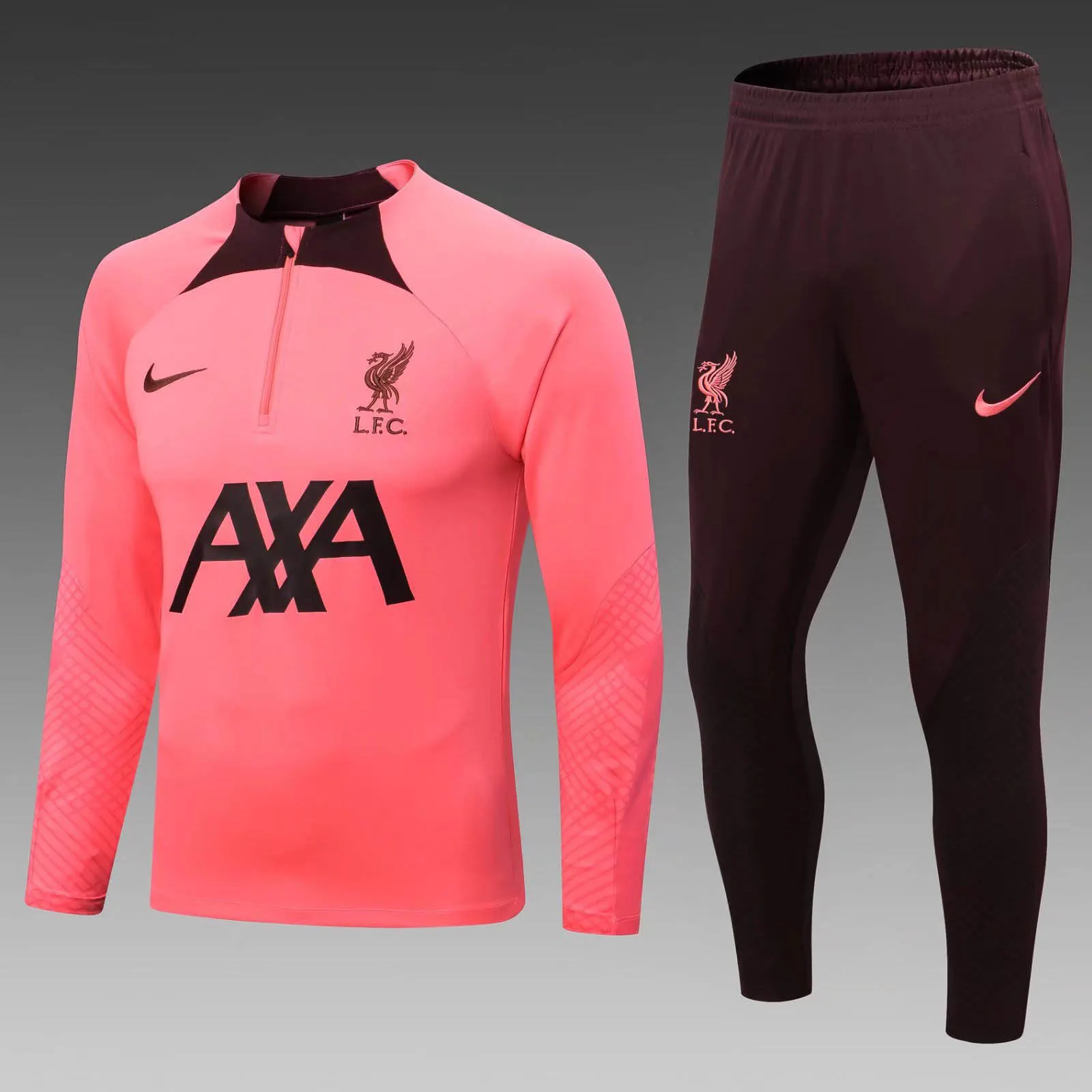 2022/2023 Liverpool Half-Pull Training Suit Pink Jersey AAA fan-grade Set