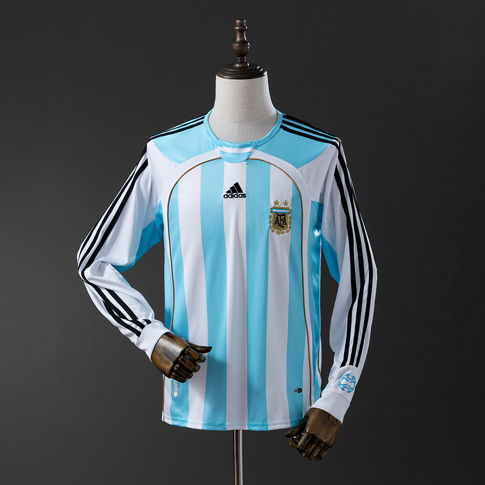 Camiseta Retro Selección Nacional Argentina Local Manga Larga 2006 AAA calidad aficionado