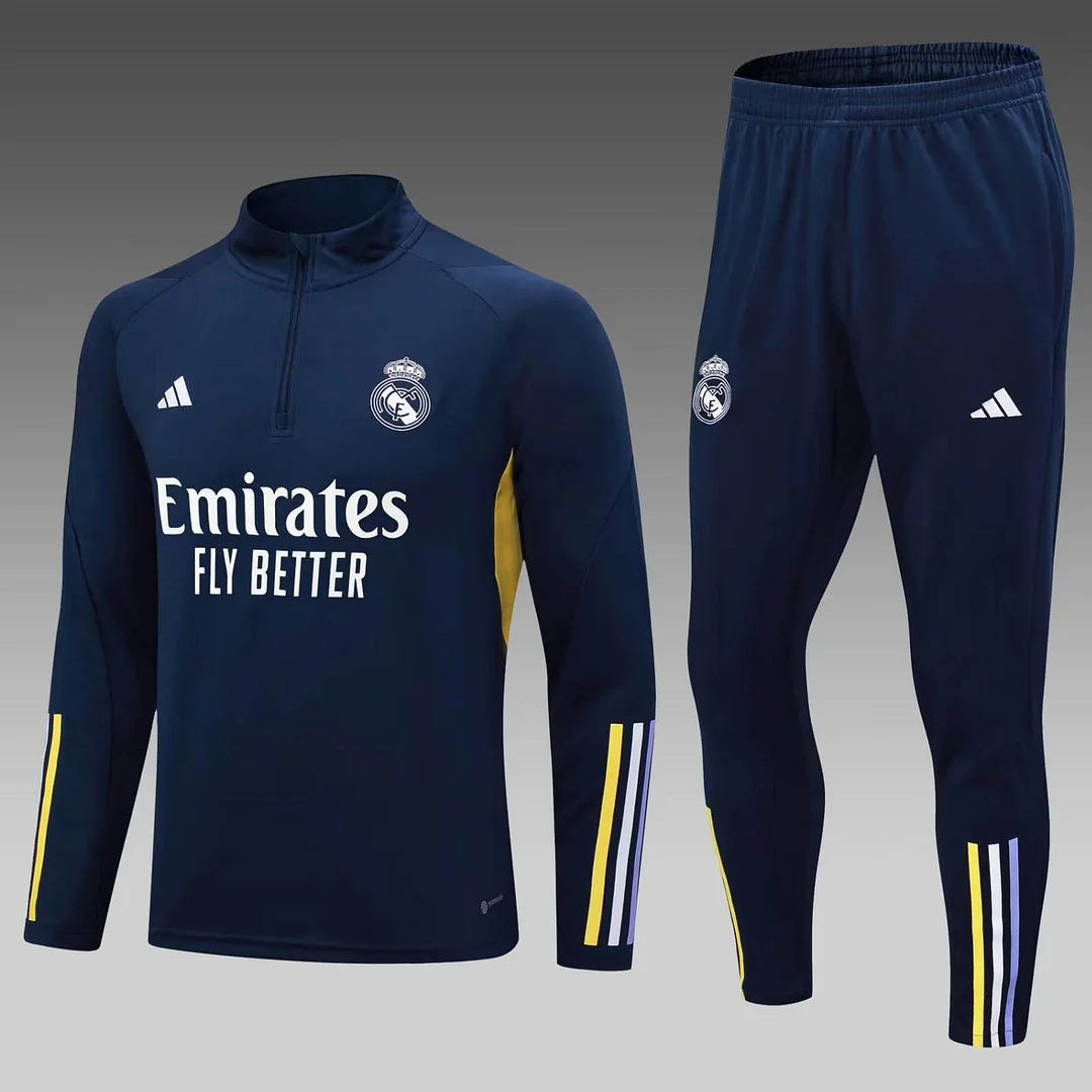 2023/2024 Real Madrid Half-Pull Training Suit Blue Set — main view