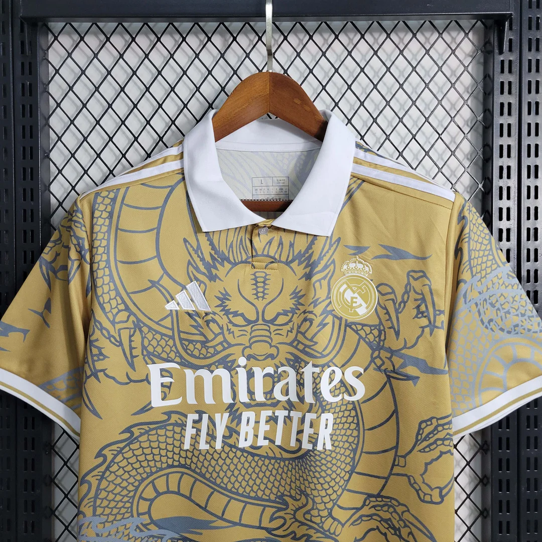 2023/2024 Real Madrid Chinese Gold Dragon Football Shirt — view 4