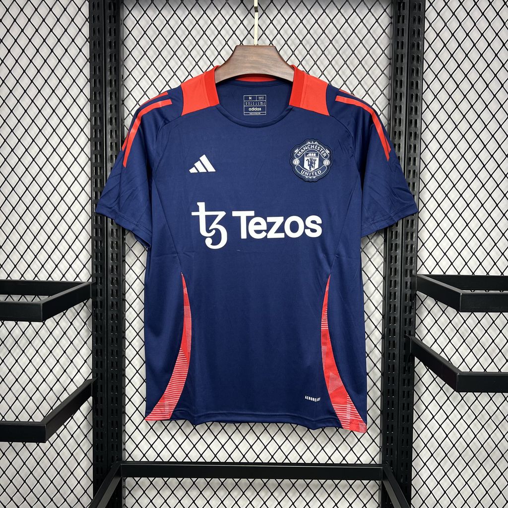 Maillot Pré-match Entraînement 2024/2025 Manchester United Bleu Foncé Qualité Thaï