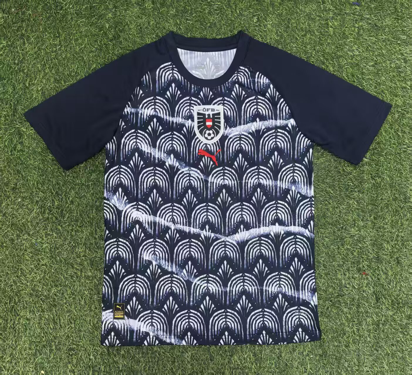 Conjunto de Treino Preto Seleção Nacional da Áustria Camisa de Futebol AAA qualidade fã 2025