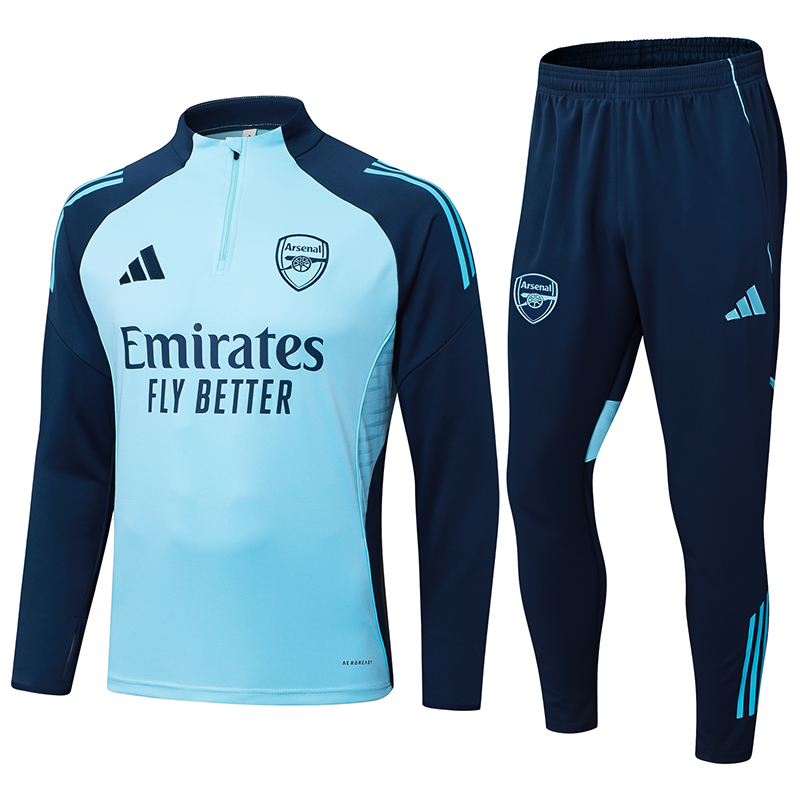 2025/2026 Arsenal Conjunto Treino Meia Puxada Azul Claro Camisa Futebol Qualidade Tailandesa