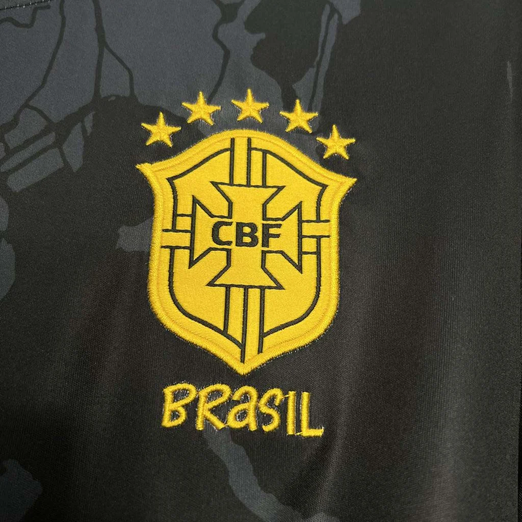 2024 Brazil Special Edition Jesus Black Football Shirt view 3