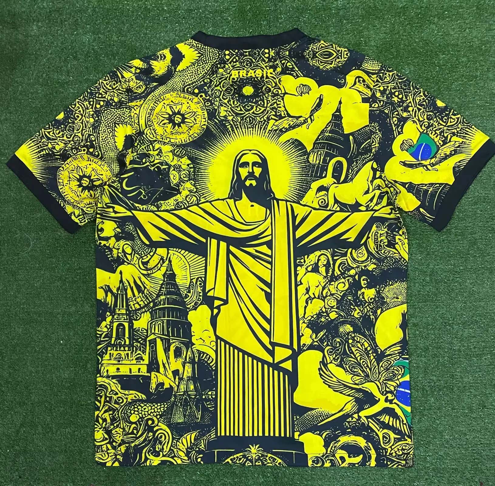 2024 Brasilien Special Edition Jesus Gelb Grau Fußballtrikot — view 5